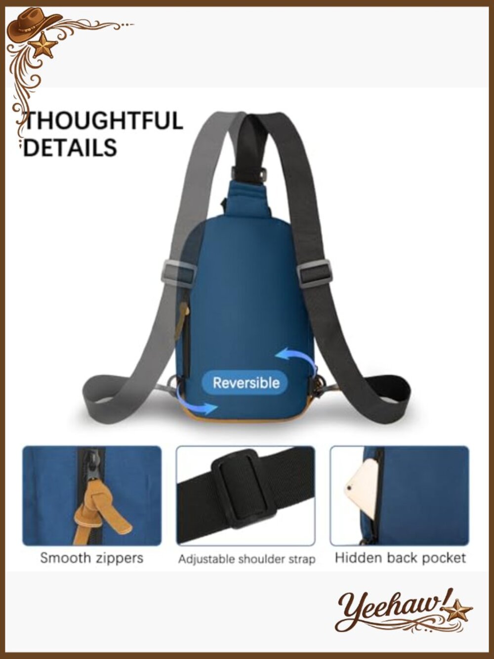Sling Crossbody Bag with Multiple Pockets Travel Daypack - Picture 5 of 6